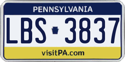 PA license plate LBS3837