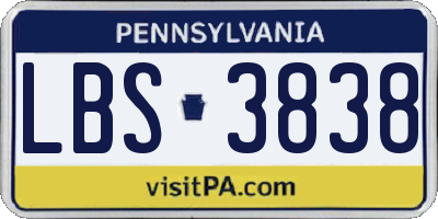 PA license plate LBS3838