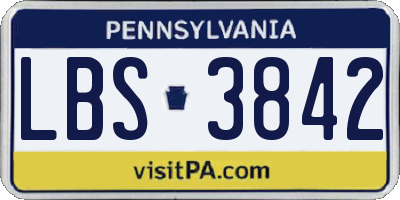 PA license plate LBS3842