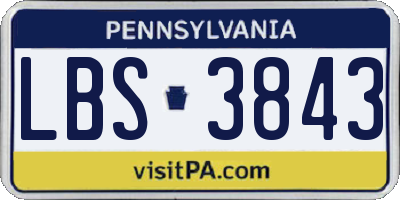 PA license plate LBS3843