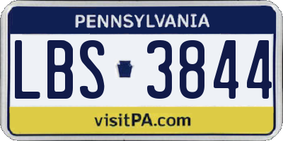 PA license plate LBS3844