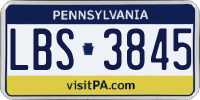 PA license plate LBS3845