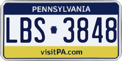 PA license plate LBS3848