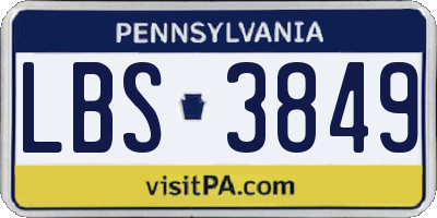 PA license plate LBS3849