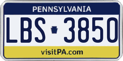 PA license plate LBS3850