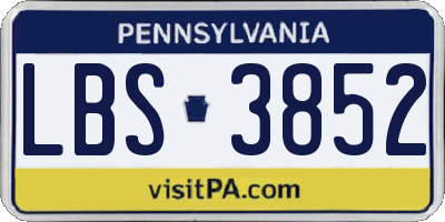 PA license plate LBS3852