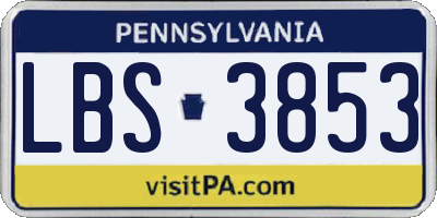 PA license plate LBS3853