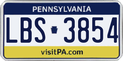 PA license plate LBS3854