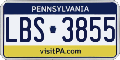 PA license plate LBS3855