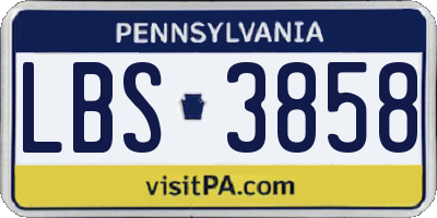 PA license plate LBS3858