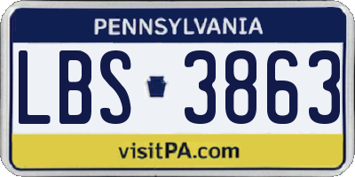 PA license plate LBS3863