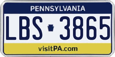 PA license plate LBS3865