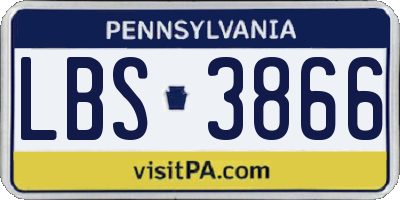 PA license plate LBS3866