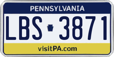 PA license plate LBS3871