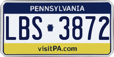 PA license plate LBS3872