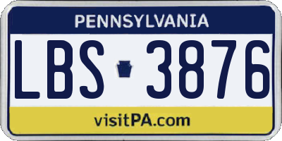 PA license plate LBS3876
