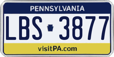 PA license plate LBS3877