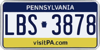 PA license plate LBS3878
