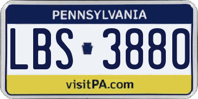 PA license plate LBS3880