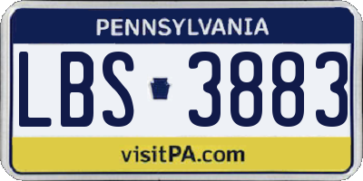 PA license plate LBS3883
