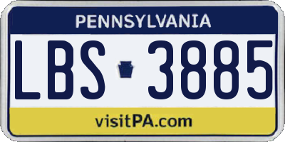 PA license plate LBS3885