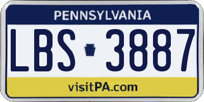 PA license plate LBS3887