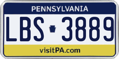 PA license plate LBS3889