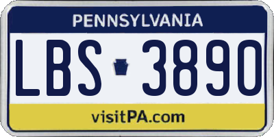 PA license plate LBS3890