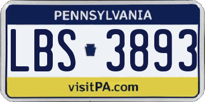 PA license plate LBS3893