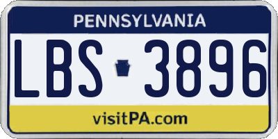 PA license plate LBS3896