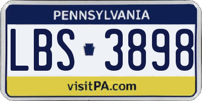 PA license plate LBS3898