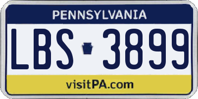 PA license plate LBS3899