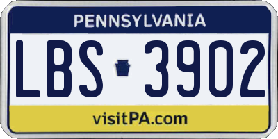 PA license plate LBS3902