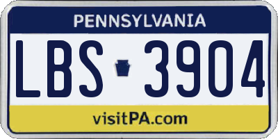 PA license plate LBS3904