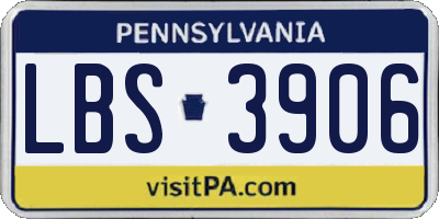 PA license plate LBS3906