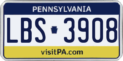 PA license plate LBS3908