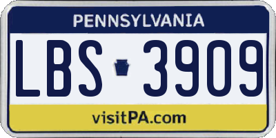 PA license plate LBS3909