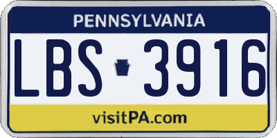 PA license plate LBS3916