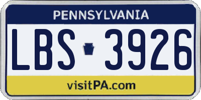 PA license plate LBS3926