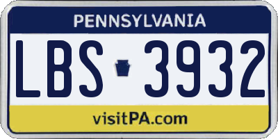 PA license plate LBS3932