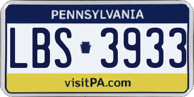 PA license plate LBS3933
