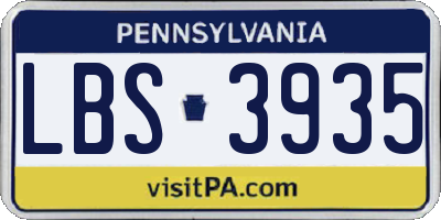 PA license plate LBS3935