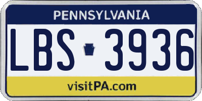 PA license plate LBS3936