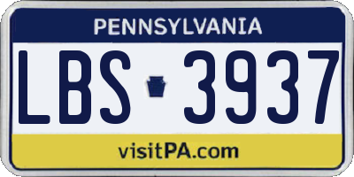 PA license plate LBS3937