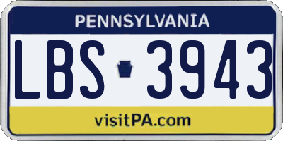 PA license plate LBS3943