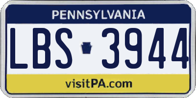 PA license plate LBS3944
