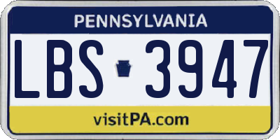 PA license plate LBS3947