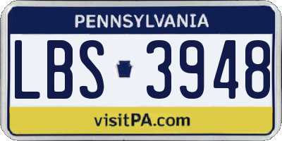 PA license plate LBS3948