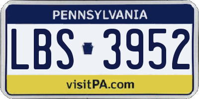 PA license plate LBS3952