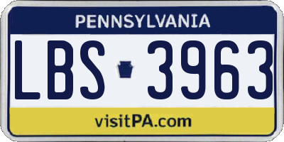 PA license plate LBS3963